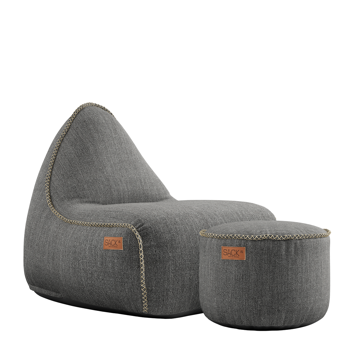 Cobana Lounge Chair & Pouf Grey