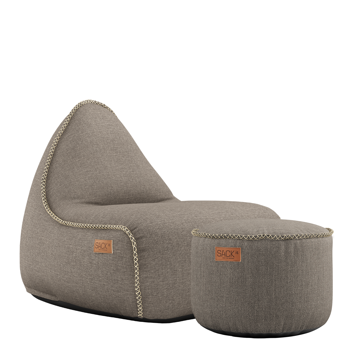 Cobana Lounge Chair & Pouf Taupe