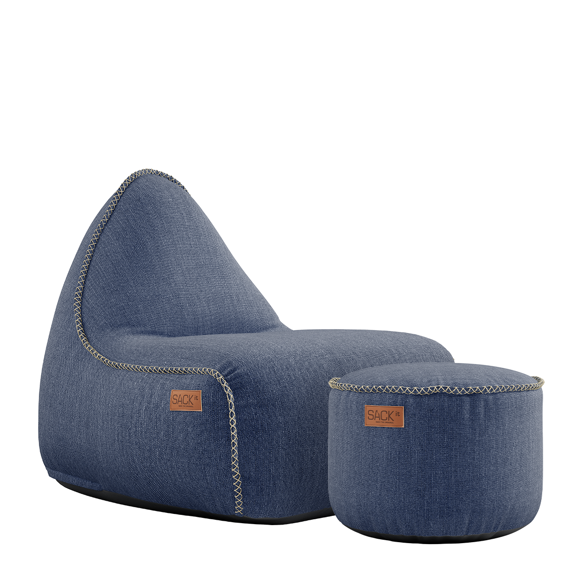 Cobana Lounge Chair & Pouf Indigo