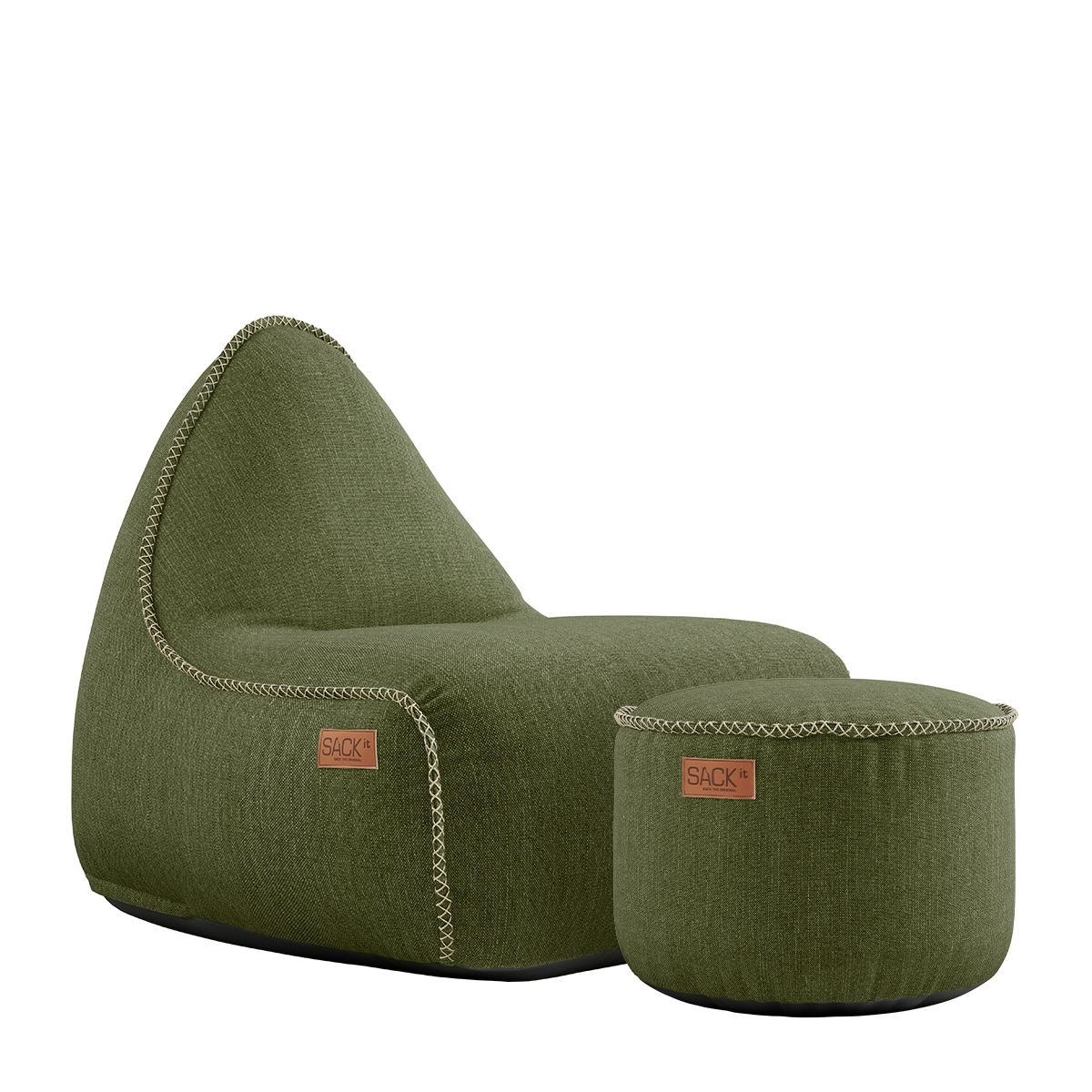 Cobana Lounge Chair & Pouf Olive