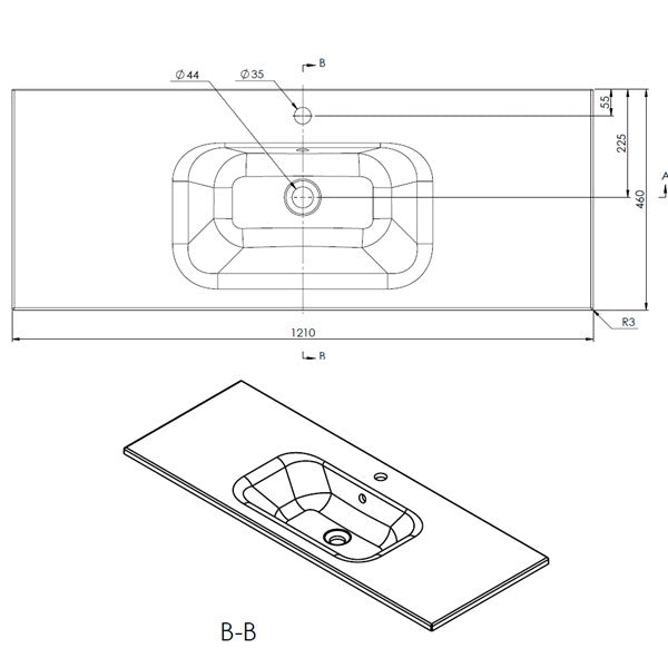 Nordskab badsæt i Cocoa brun - bredde 120 cm med Solid Surface badborplade