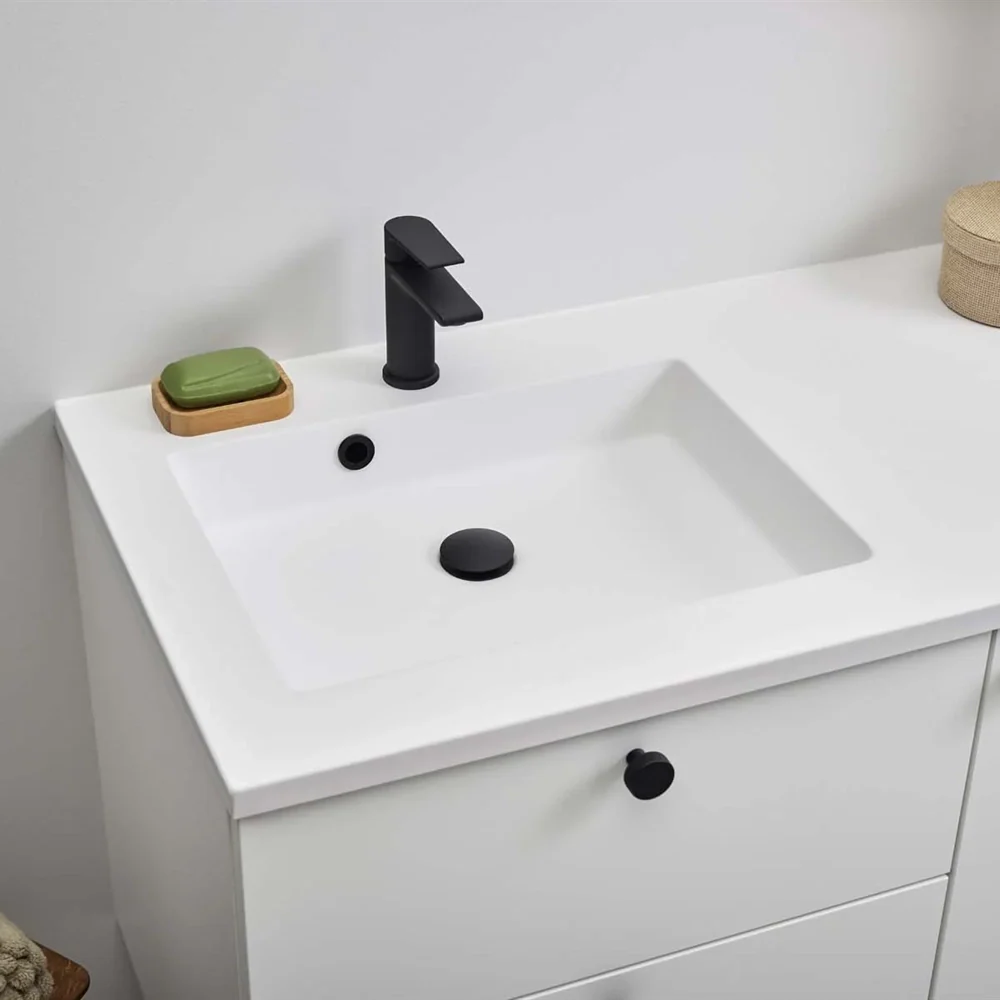 Bordplader i forskellige materialer, dybder og bredder - vælg vask placering højre eller venstre side