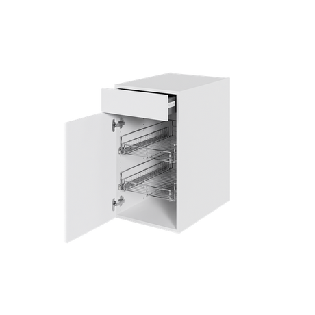 Multi-Living Køkken grydeskab i Hvid Front underskab H: 70,4 cm D: 60,0 cm - 2 udtræksriste 1 låge og 1 skuffe med deludtræk og softluk - Bredde: 40 cm