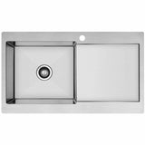 KUBUS 90 L SOFT KØKKENVASK M/BAKKE TIL HØJRE, RUSTFRIT STÅL