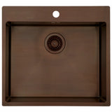 Kubus 540 Soft køkkenvask, Bruneret massiv messing