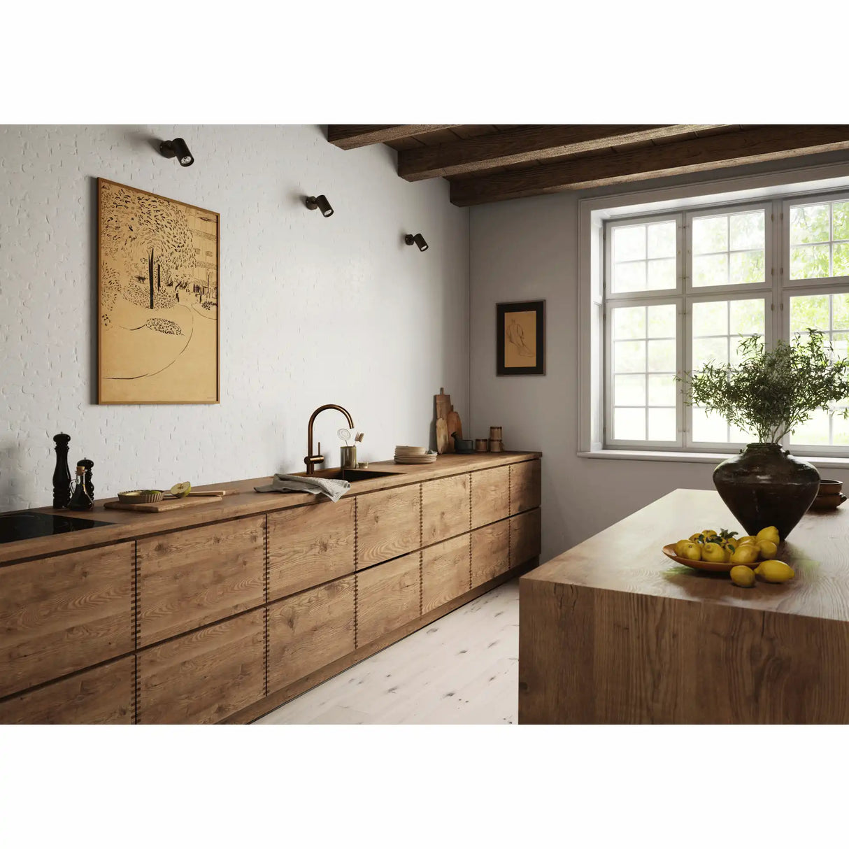 Kubus 540 Soft køkkenvask, Bruneret massiv messing