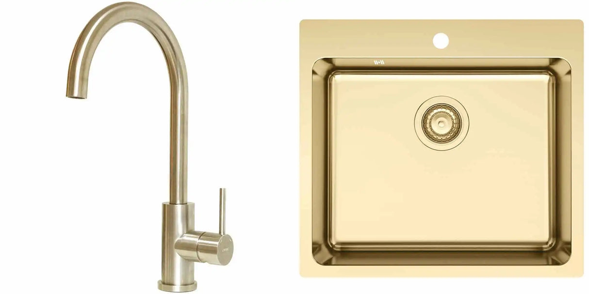 Messing PVD vask og armatur i samlepakke