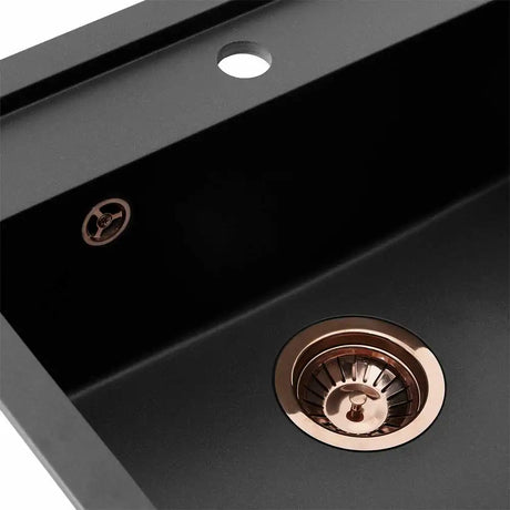 Jupiter 60 Komposit køkkenvask, Sort m/kobber afløb