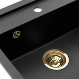 Jupiter 60 Komposit køkkenvask, Sort m/PVD messing afløb