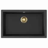 Jupiter 800 komposit køkkenvask, Sort m/PVD messing afløb