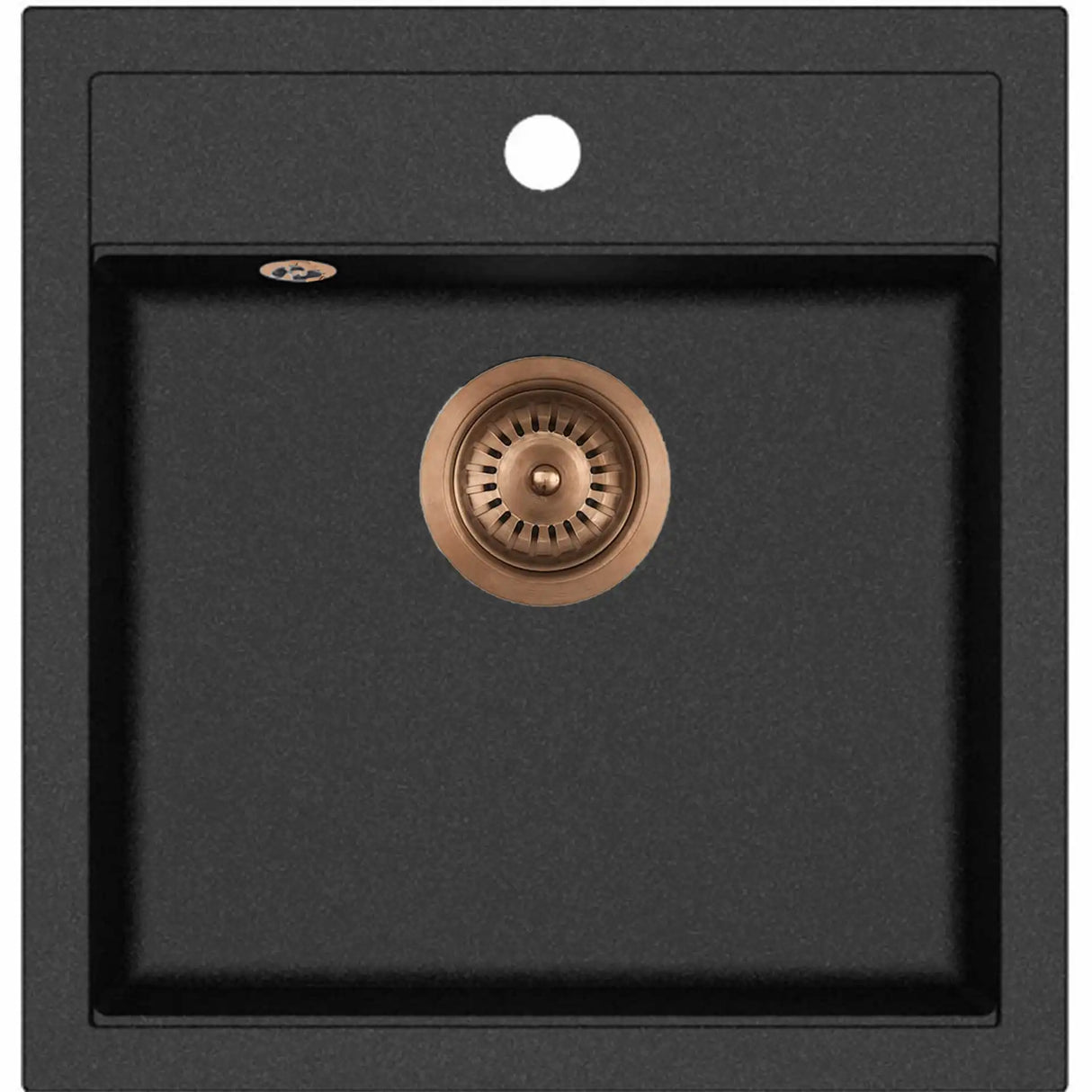 JUPITER 50 KOMPOSIT KØKKENVASK, SORT M/KOBBER AFLØB
