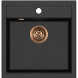 JUPITER 50 KOMPOSIT KØKKENVASK, SORT M/KOBBER AFLØB