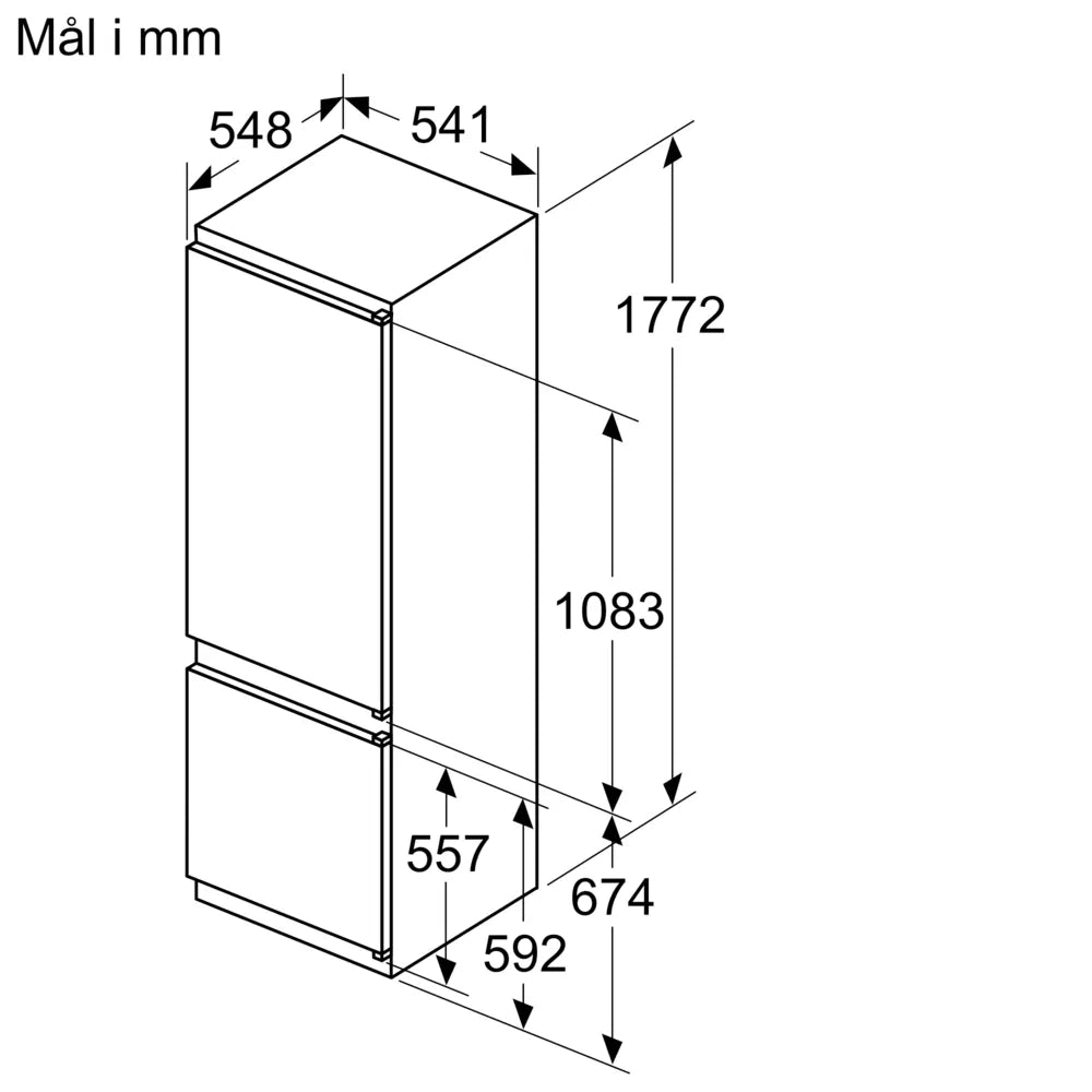 iQ100 Integrerbart køle-/fryseskab 177.2 x 54.1 cm glidende hængsel - KI87VNSE0