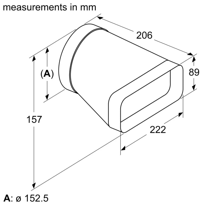 Adapterkanal ⌀ 150 mm rund-flad - HZ9VDSI0