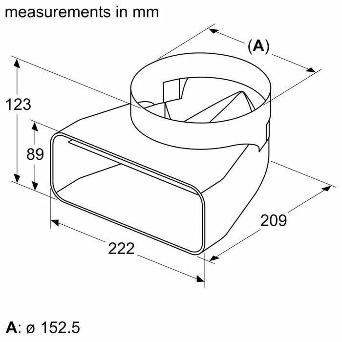 Adapterkanal ⌀ 150 mm, 90 ° rund-flad - HZ9VDSI1