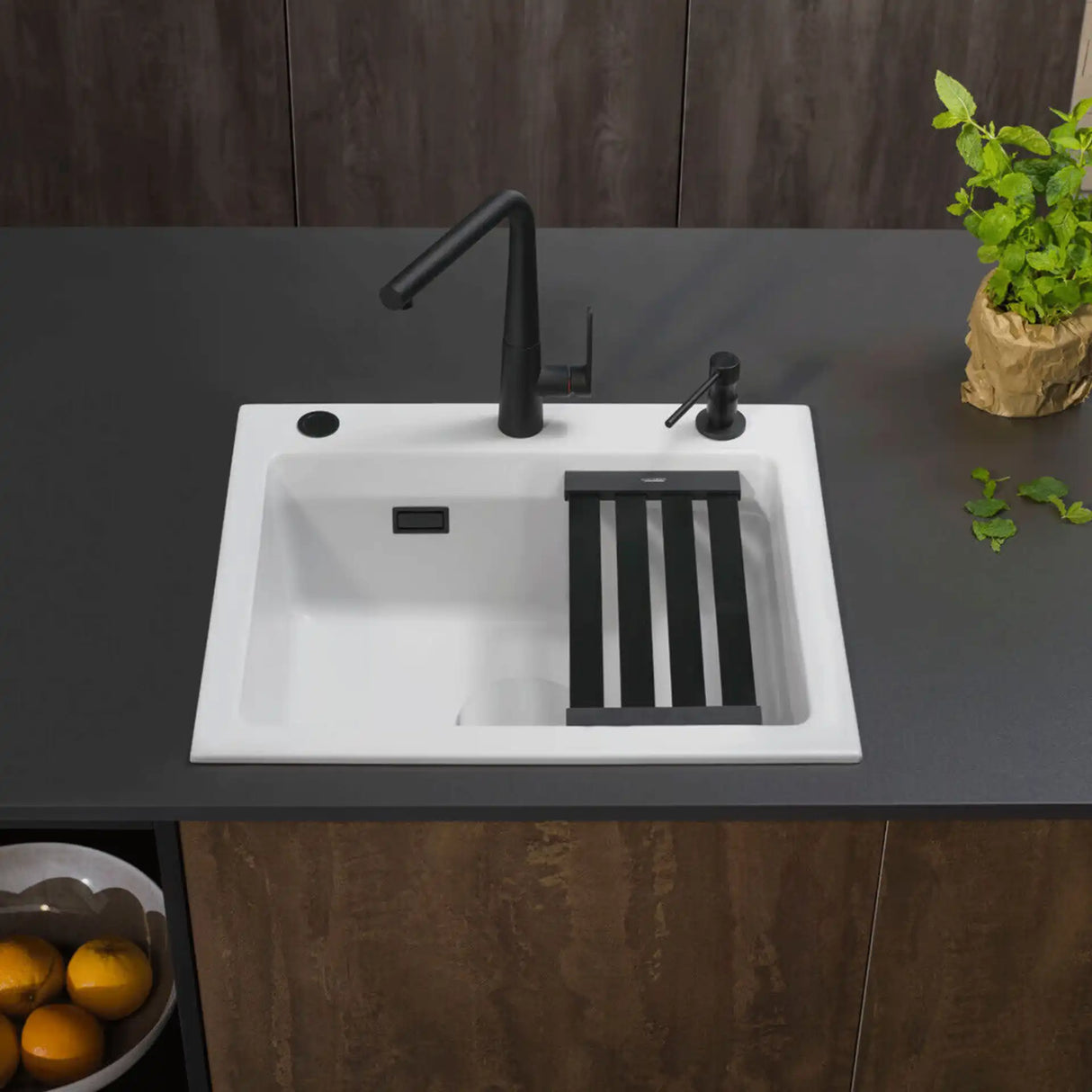 AFSÆTNINGSRIST 370X170 MM TIL KARA KØKKENVASK, SORT