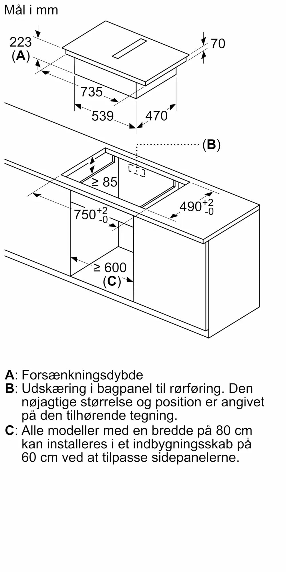 Siemens iQ300 Induktionskogeplade med indbygget emhætte 80 cm Matt Edition, overflademontering med ramme - ED87BBS16E
