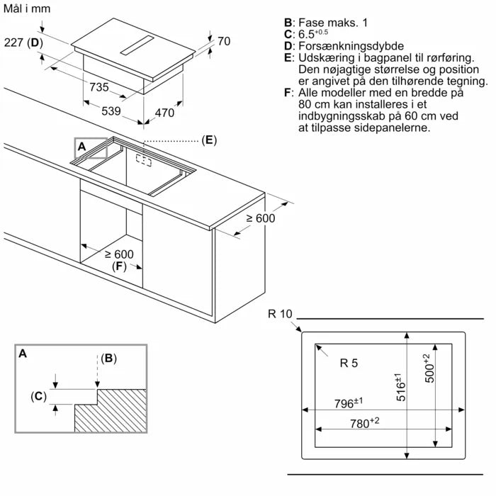 Kogeplade 80cm. Plano Induk m/indb Emfang HC - Siemens iQ700 - EX800NX68E