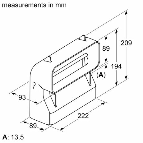 Fladkanal 90 ° vertikal S til 60 cm dyb - HZ9VDSB4