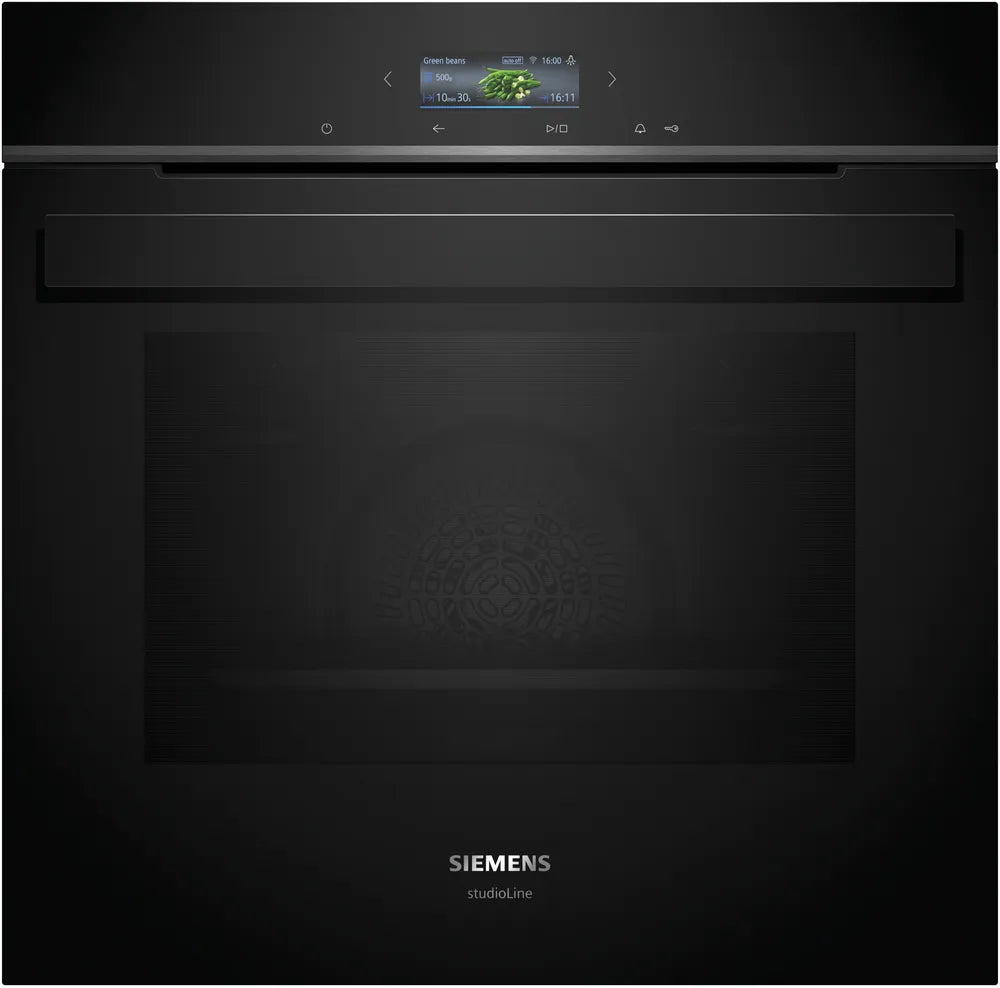 Indbygningsovn 71l Pyro A+ sort m/disp - Siemens iQ700 - HB974GLB1 - 60x60 cm sort