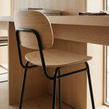 Frame Bar Stool - With backrest and Natural Oak - 68 cm.