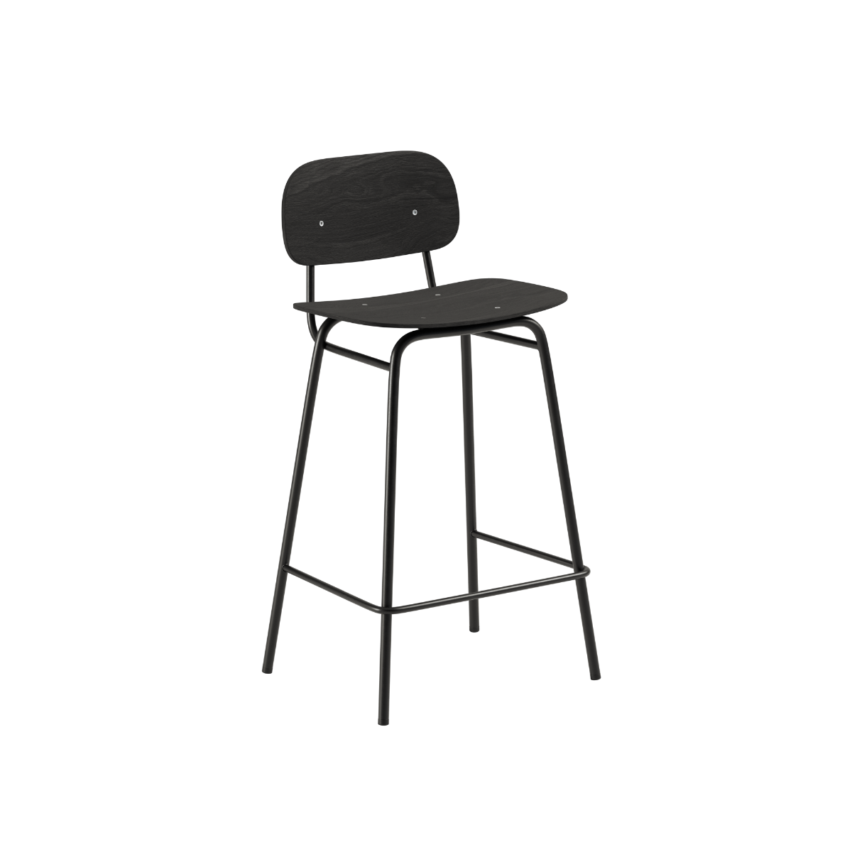 Frame Bar Stool - With backrest and Black Stained Oak - 68 cm.
