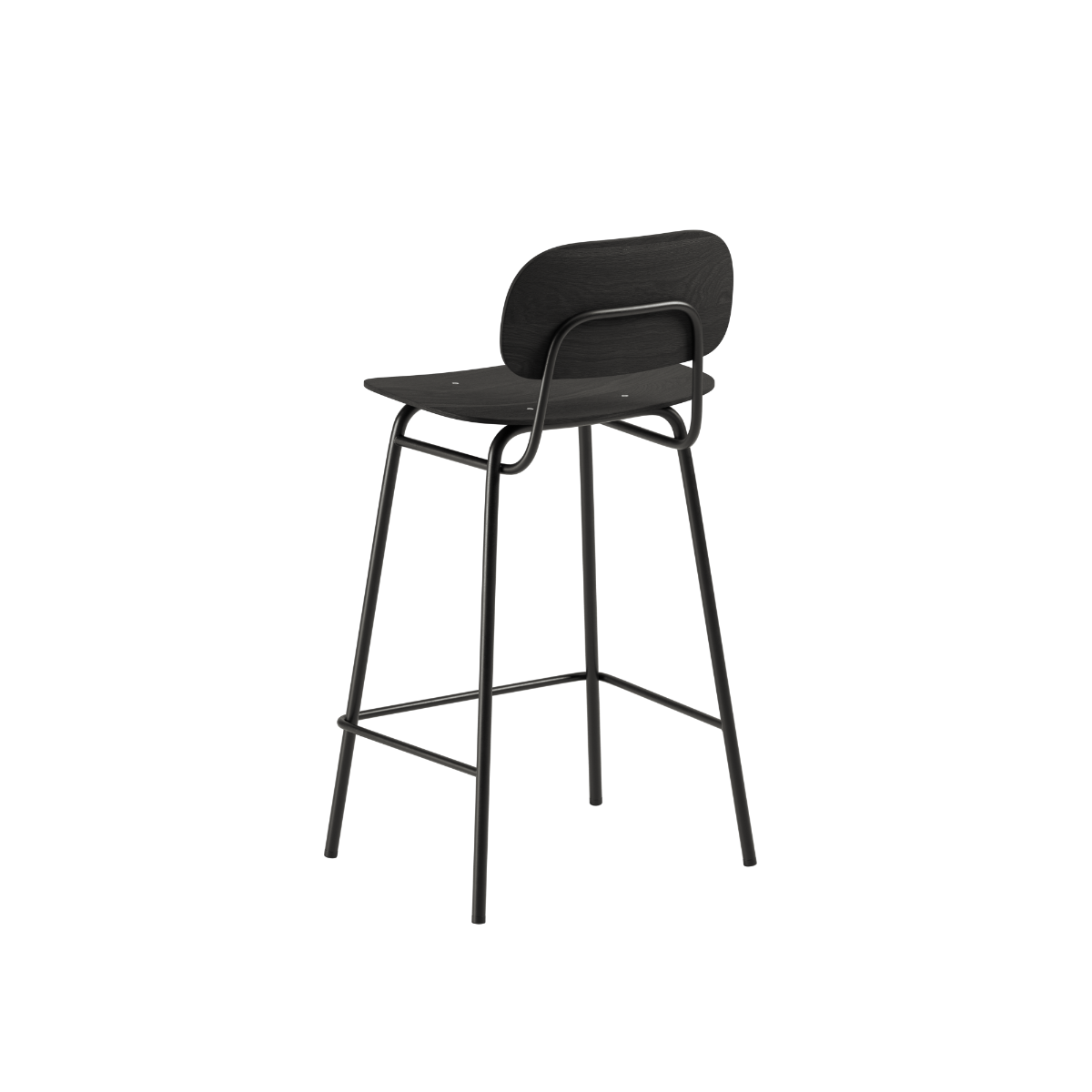 Frame Bar Stool - With backrest and Black Stained Oak - 68 cm.