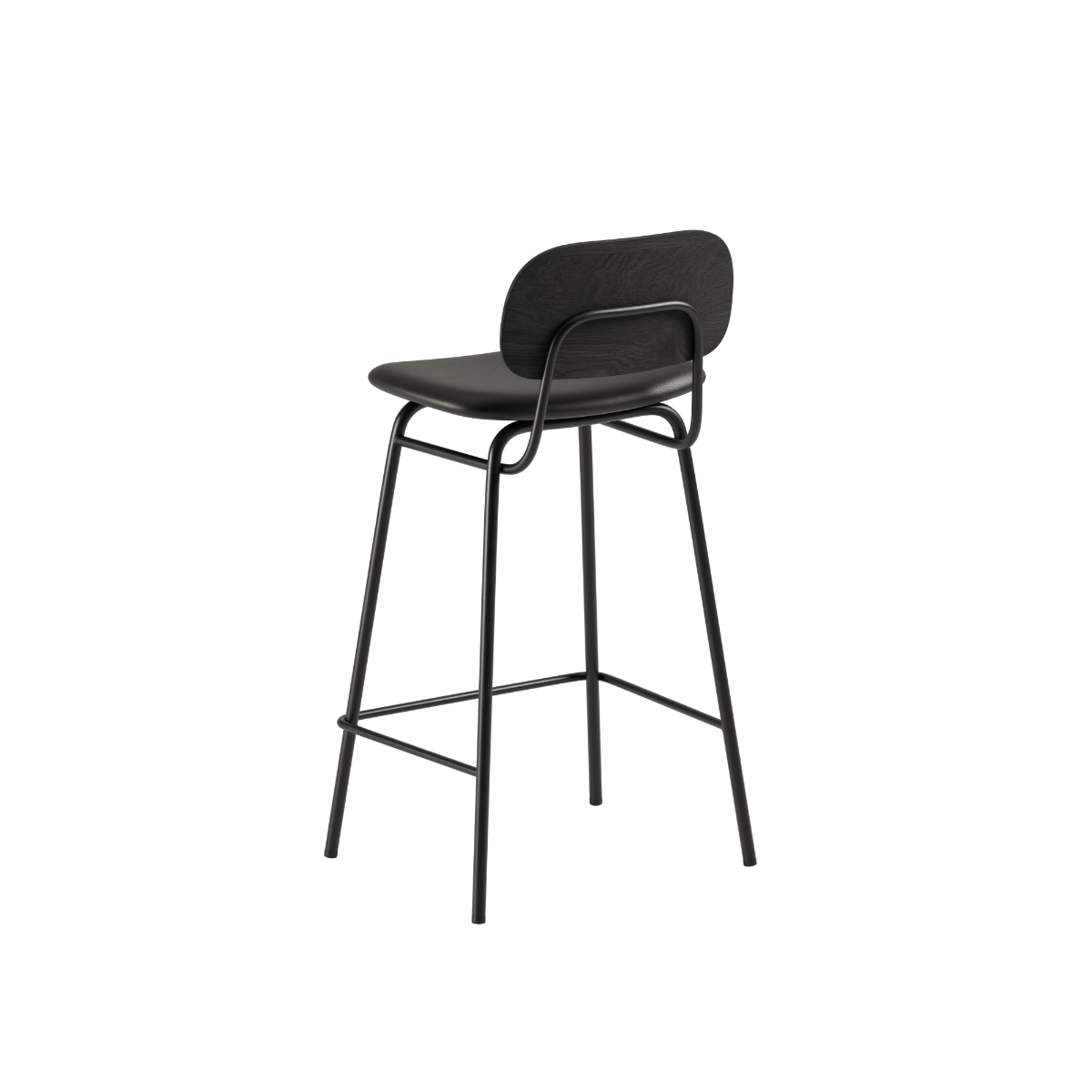Frame Bar Stool - With backrest and Terra Black - 68 cm.
