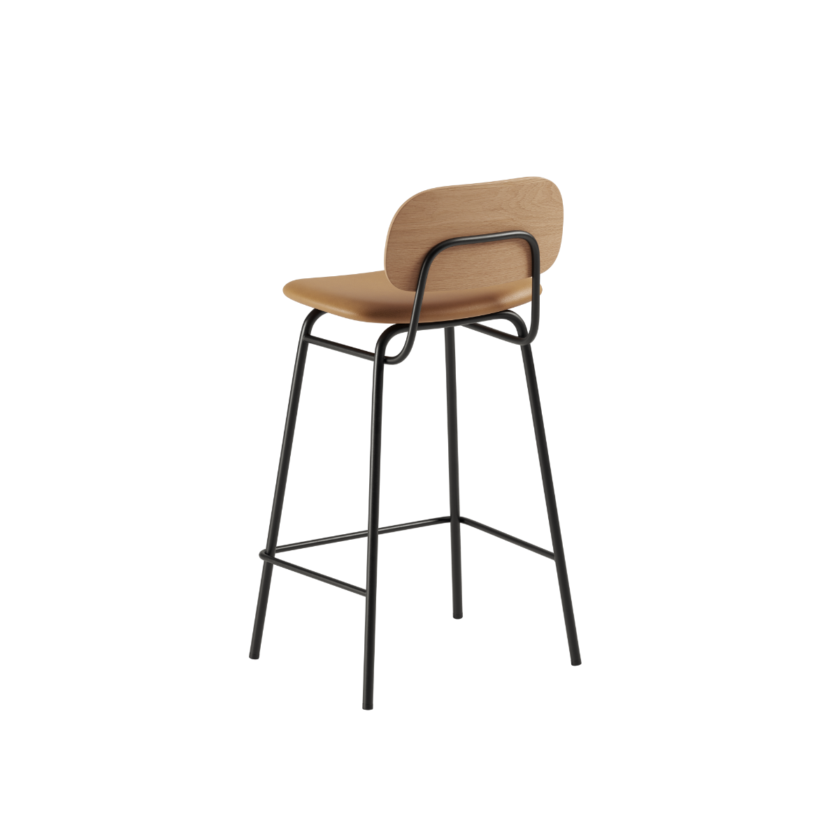Frame Bar Stool - With backrest and Terra Safari leather - 68 cm.