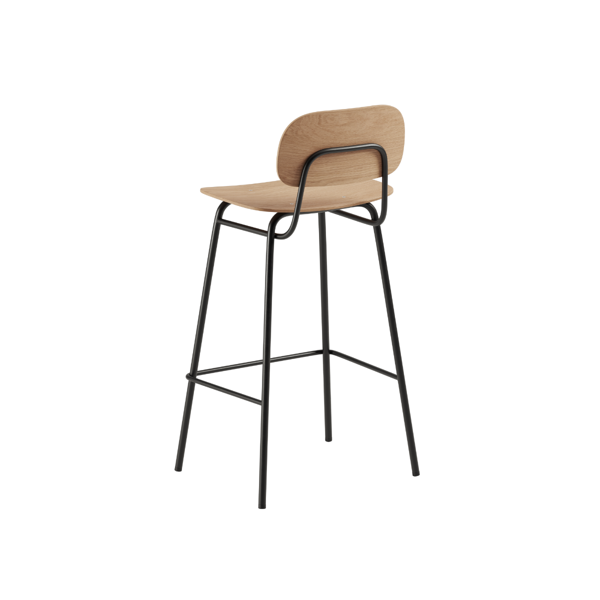 Frame Bar Stool - With backrest and Natural Oak - 73 cm.