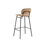 Frame Bar Stool - With backrest and Natural Oak - 73 cm.