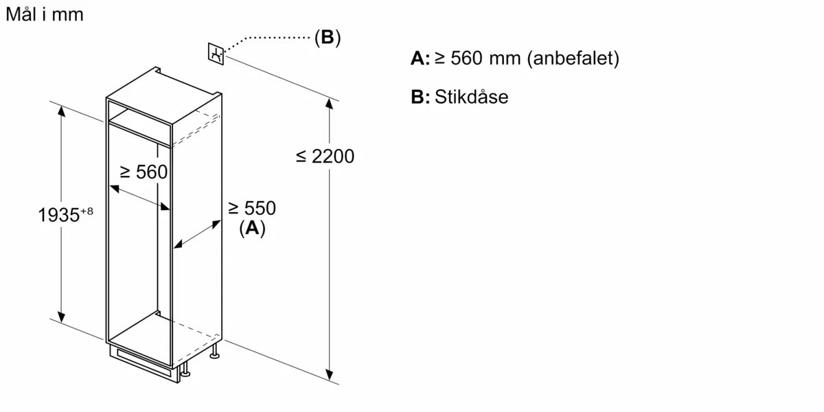 Integrerbart køle-/fryseskab 193.5 x 55.8 cm fladhængsel - Siemens iQ300 - KI96NSFD0