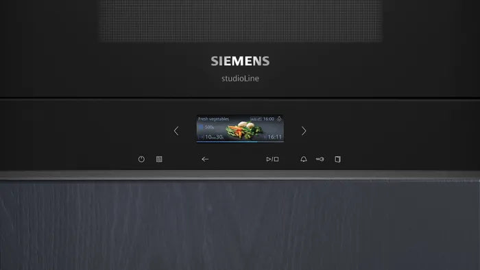 Indbygningsmikroovn 21l højre i sort - Siemens iQ700 - BF922R1B1
