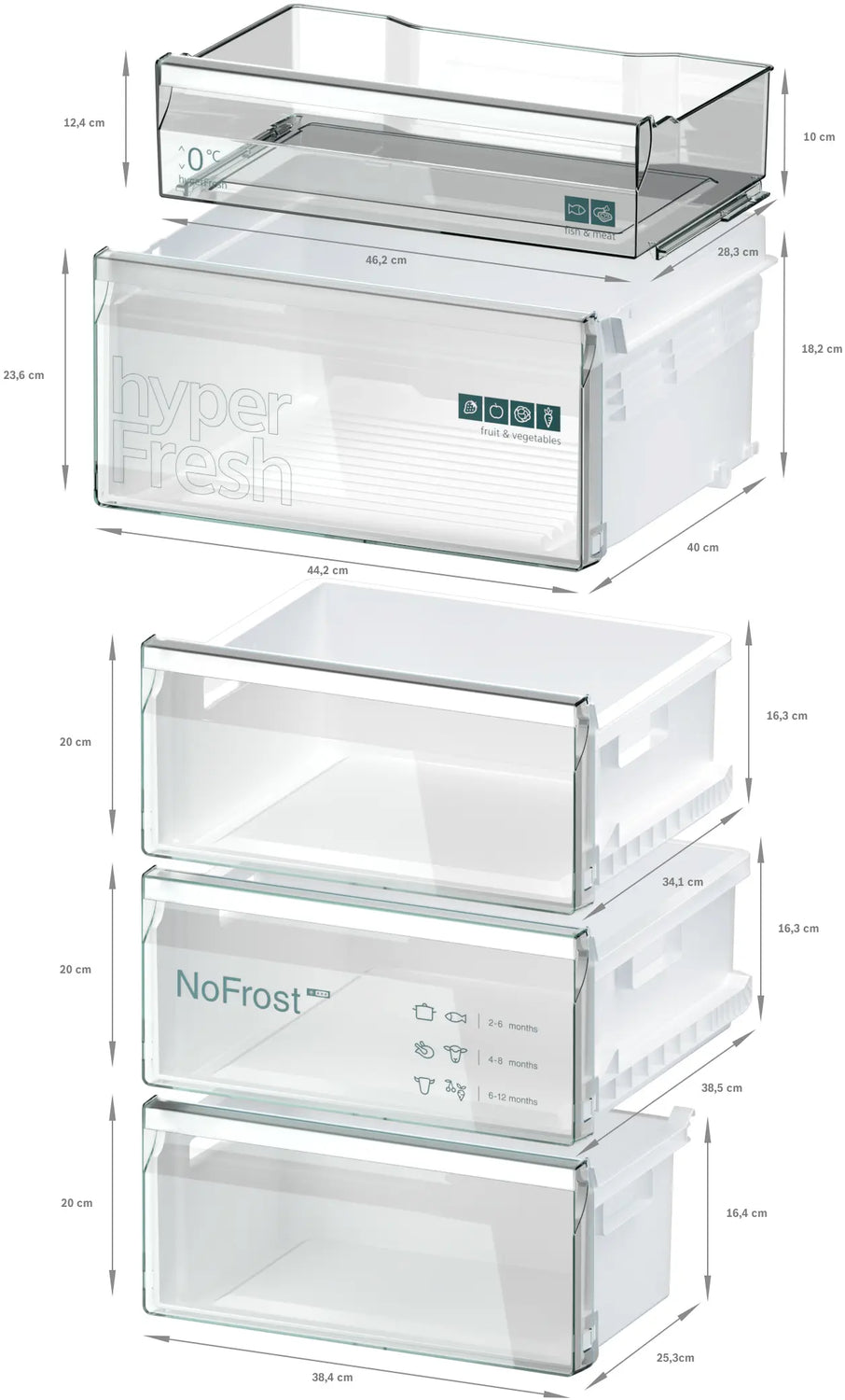 Siemens iQ300 Køle-/fryseskab 203 x 60 cm Rustfrit stål - KG39NVICV