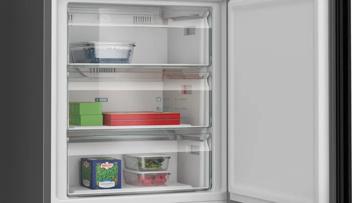 iQ500 Køle-/fryseskab 203 x 70 cm Sort stål med antifingerprint, Total noFrost - KG49NAXCF