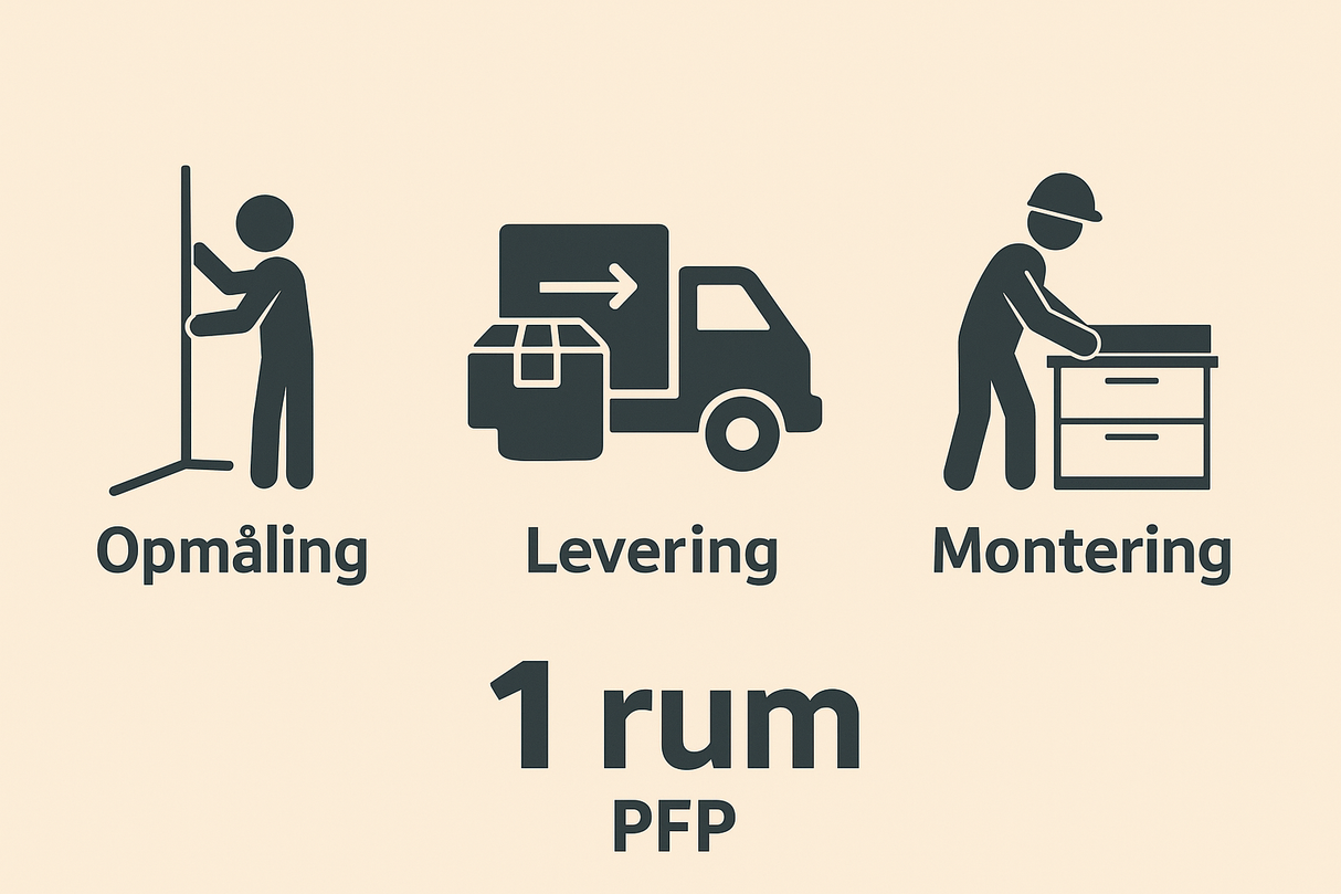 PFP - Tryghedspakke 1 - Levering med opmåling, oplægning, levering i 1 rum