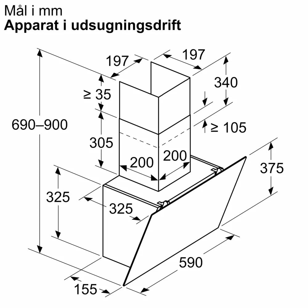 Væghængt emhætte - 60 cm - Klart glas med sort tryk - Siemens iQ100 - LC65KDK6K