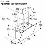Væghængt emhætte - 60 cm - Klart glas med sort tryk - Siemens iQ100 - LC65KDK6K