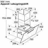 Væghængt emhætte 80 cm Klart glas med sort tryk - Siemens iQ300 - LC87KFN65