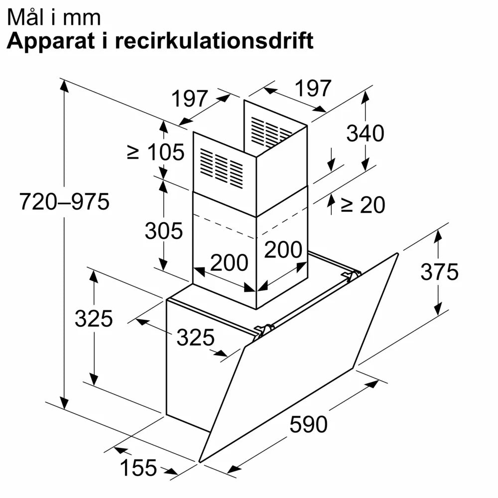 Væghængt emhætte - 60 cm - Klart glas med sort tryk - Siemens iQ100 - LC65KDK6K