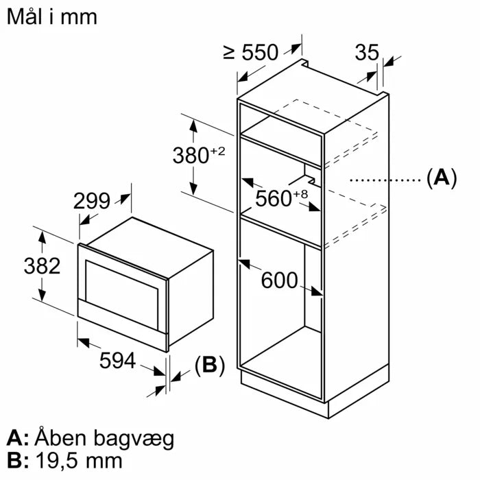 Indbygningsmikroovn 21l venstre i sort - Siemens iQ700 - BF922L1B1