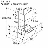 Væghængt emhætte 60 cm Klart glas med sort tryk - Siemens iQ300 - LC67KFN65