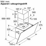 Væghængt emhætte 80 cm - Klart glas med sort tryk - Siemens iQ100 - LC85KDK6K