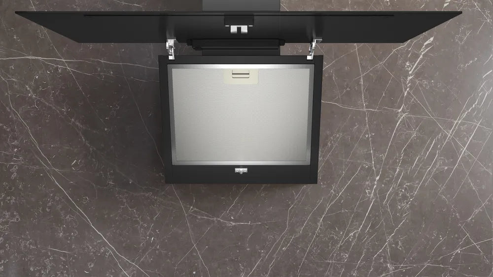 Væghængt emhætte 80 cm - Klart glas med sort tryk - Siemens iQ100 - LC85KDK6K