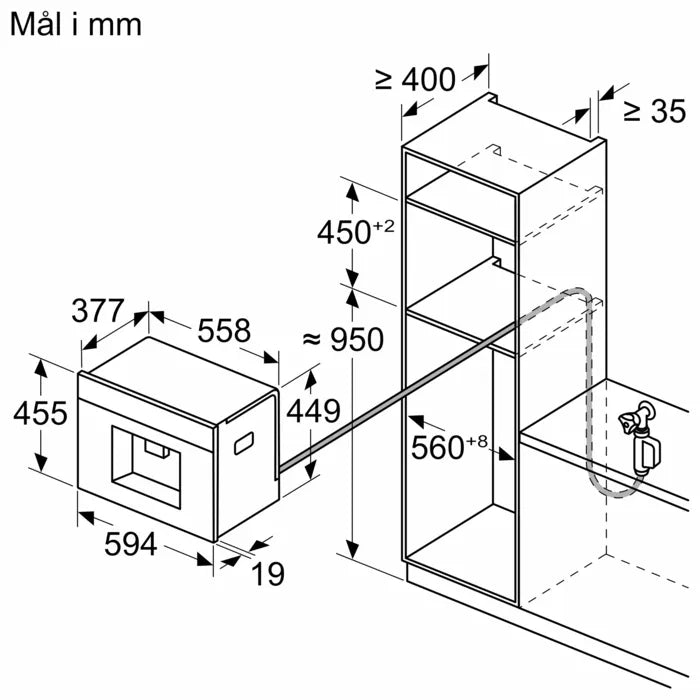 Fuldautomatisk indbygningskaffemaskine 2,4l vandtank - Siemens iQ700 - CT918L1B0 i sort