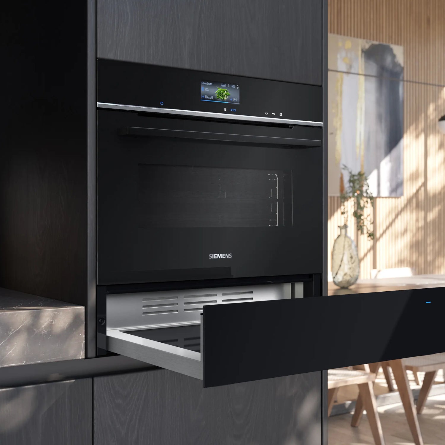 iQ700 BI710C1B1 Varmeskuffe til indbyg 60 x 14 cm Sort