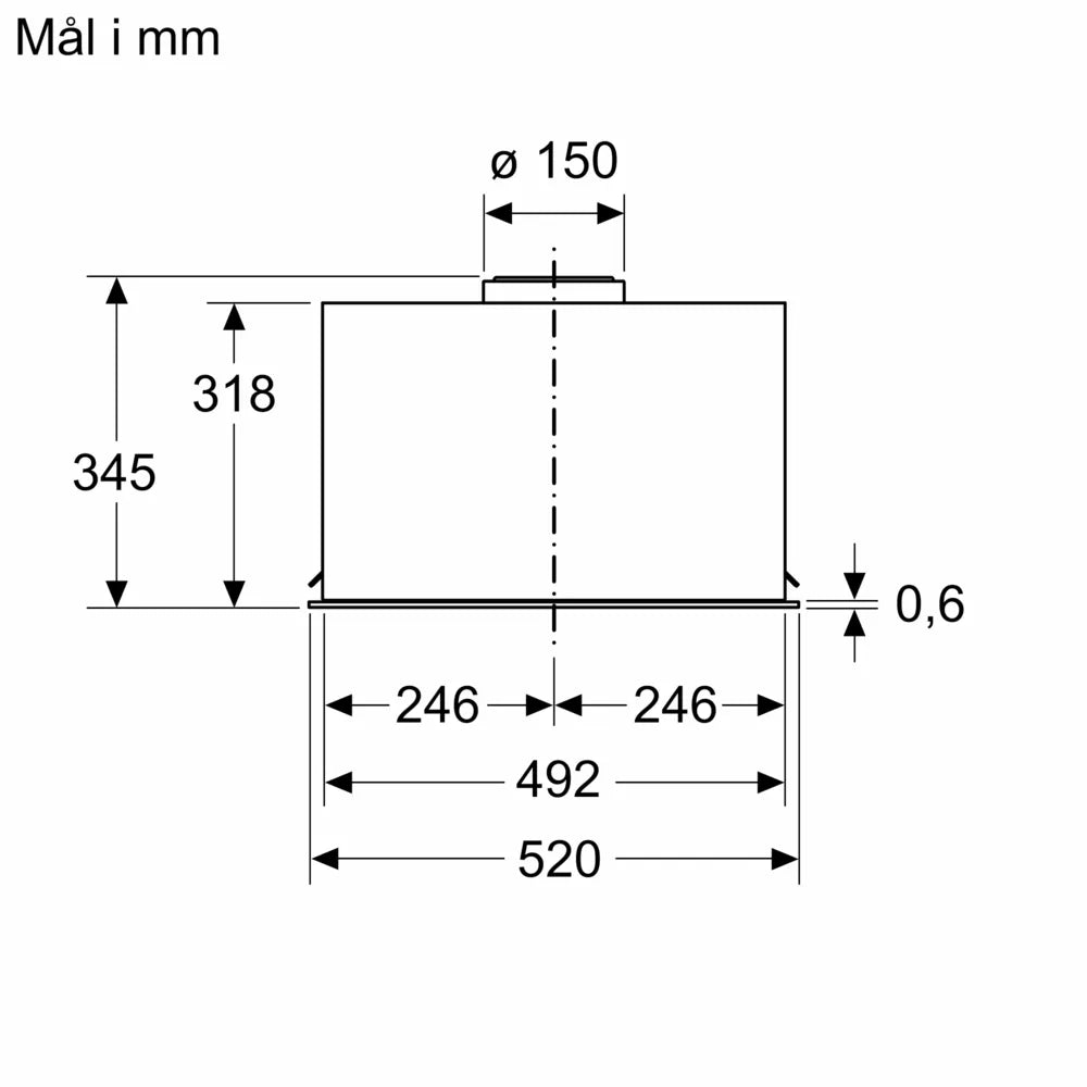 Emhætte, indbyg, 52cm. m/disp. B - Siemens iQ500 - LB56NAC50