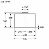 Emhætte, indbyg, 52cm. m/disp. B - Siemens iQ500 - LB56NAC50