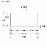 Emhætte indbyg, 70cm. m/disp. A - Siemens iQ500 - LB77NAC50