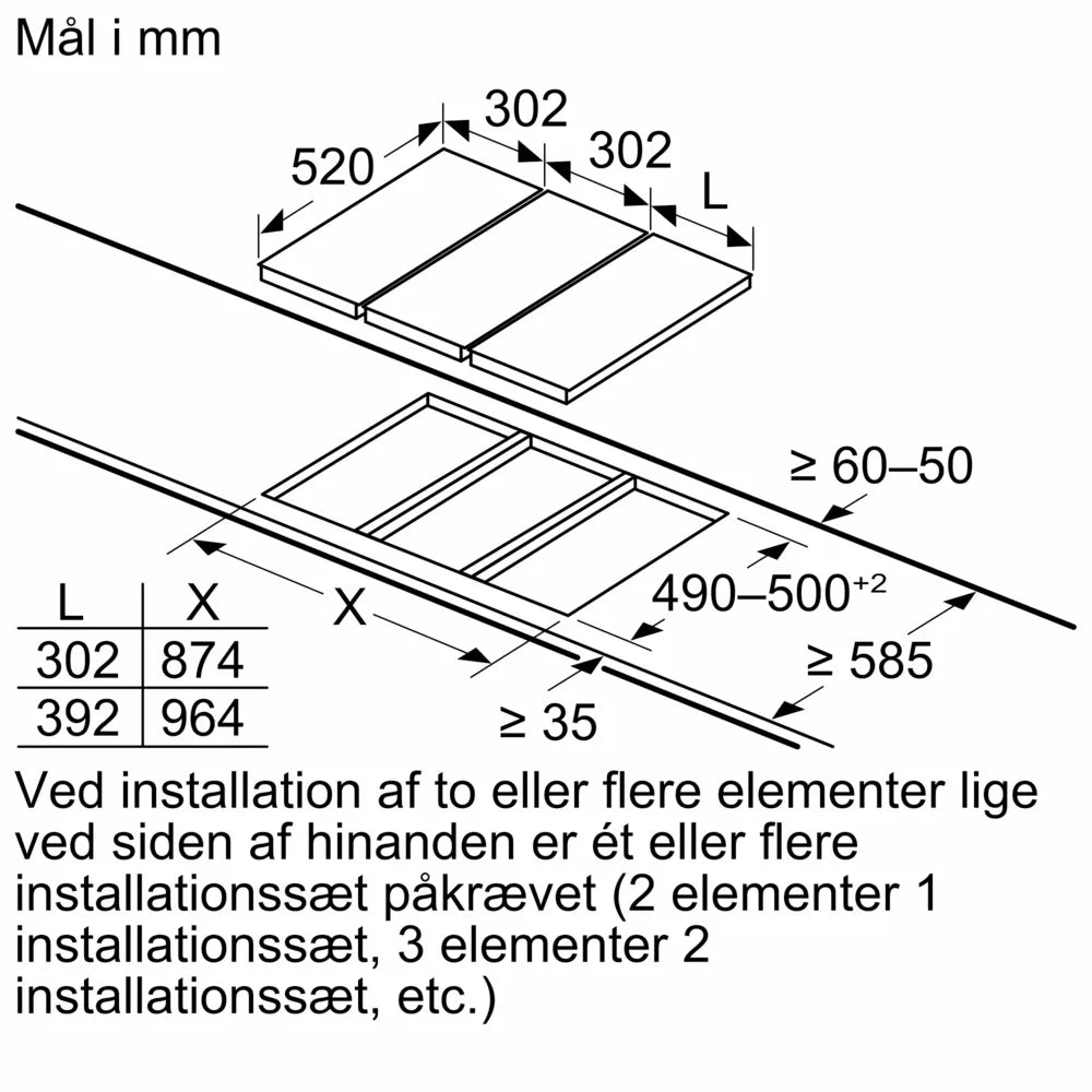 iQ100 Domino induktionskogeplade 30 cm overflademontering med ramme - EH375FBB1E